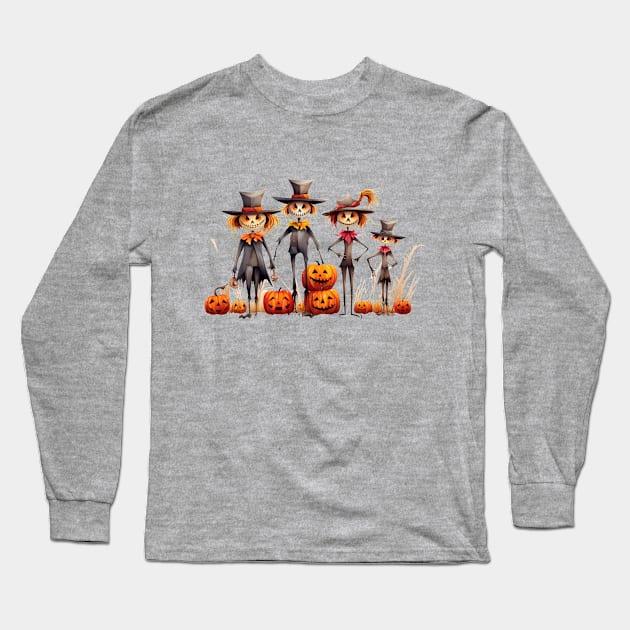 Spooky Halloween Scarecrow Family Long Sleeve T-Shirt by DivShot 